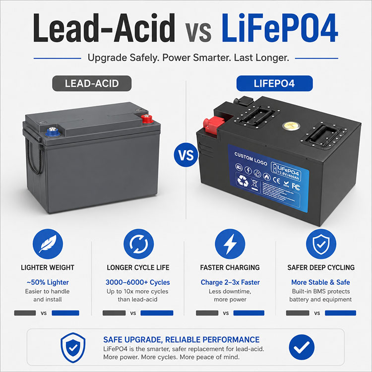 鉛酸をLiFePO4に安全に置き換える方法