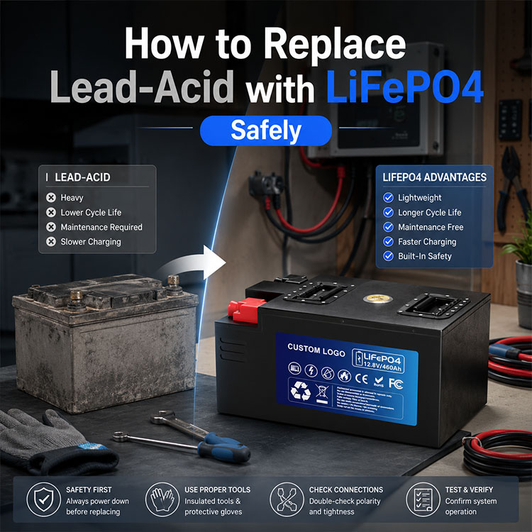 鉛酸をLiFePO4に安全に置き換える方法